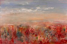 Red-poppies-in-the-field-150-x-100-cm-Schilderij-abstract