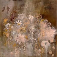 Golden-Flowers-100-x-100-cm-Schilderij-bloemen