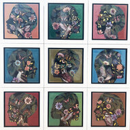 Golden-flower-face-66-x-66-cm-Epoxy-schilderij-portretten