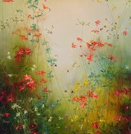 Midnight-dream-80-x-80-cm-Schilderij-bloemenveld