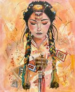 Moment-of-silence-100-x-100-cm-Schilderij--vrouw