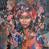 African-beauty-100-x-100-cm-Schilderij--vrouw