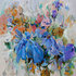 Blue diamonds - 120 x 120 cm - schilderij bloemen_8