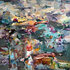 Lilly's garden- 160 x 160 cm - Schilderij bloemen_8
